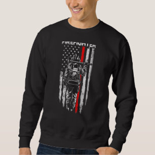 US Firefighter American Flag Patriotic Fireman Fat Sweatshirt