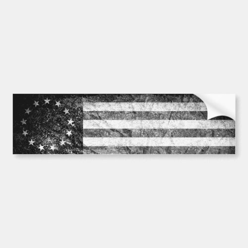 US Flag 1776 Black and White Bumper Sticker