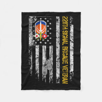 Us Flag 228th Signal Brigade Military Vintage Vete Fleece Blanket