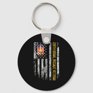 Us Flag 228th Signal Brigade Military Vintage Vete Keychain
