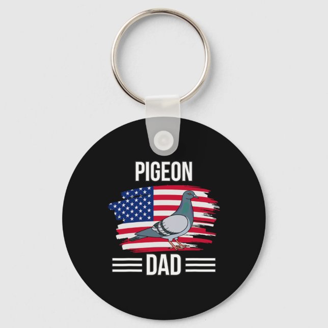 Us Flag 4th Of July Father's Day Pigeon Dad  Keychain (Front)