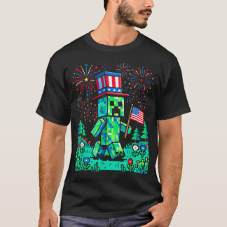 Us Flag 4Th Of July Gamer Pixel Gaming Patriotic T-Shirt