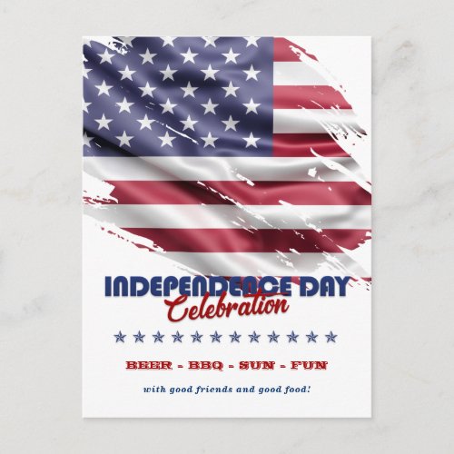 US Flag 4th Of July Party Invitation Postcard