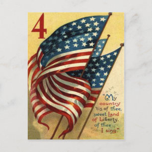 US Flag 4th of July Postcard