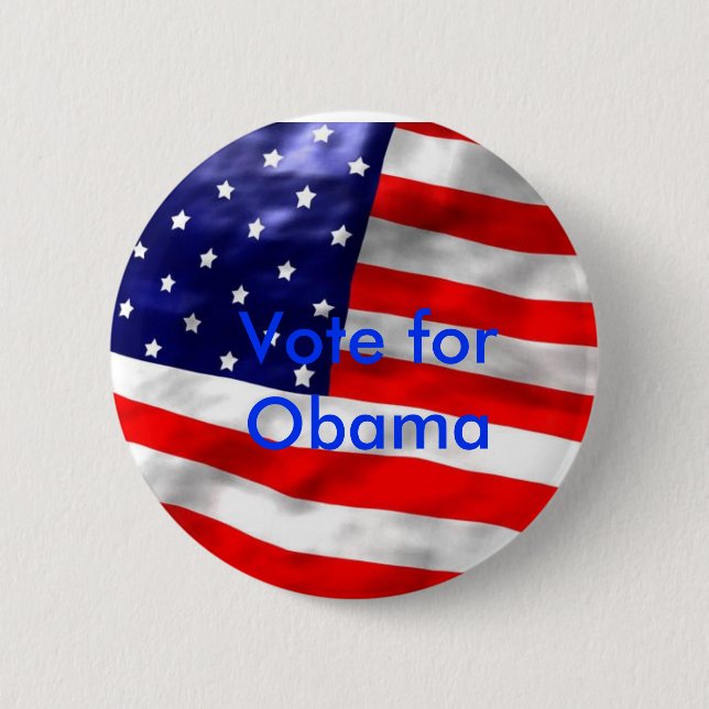 us-flag-640x480, Vote for Obama Button (Front)