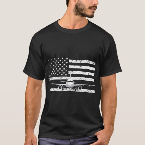 US Flag Airplane Patriotic American Pilot T_Shirt