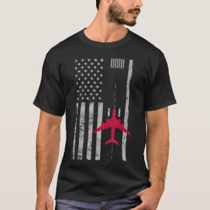 Us Flag Airport Runway! Airplane Pilot Gift T-Shirt