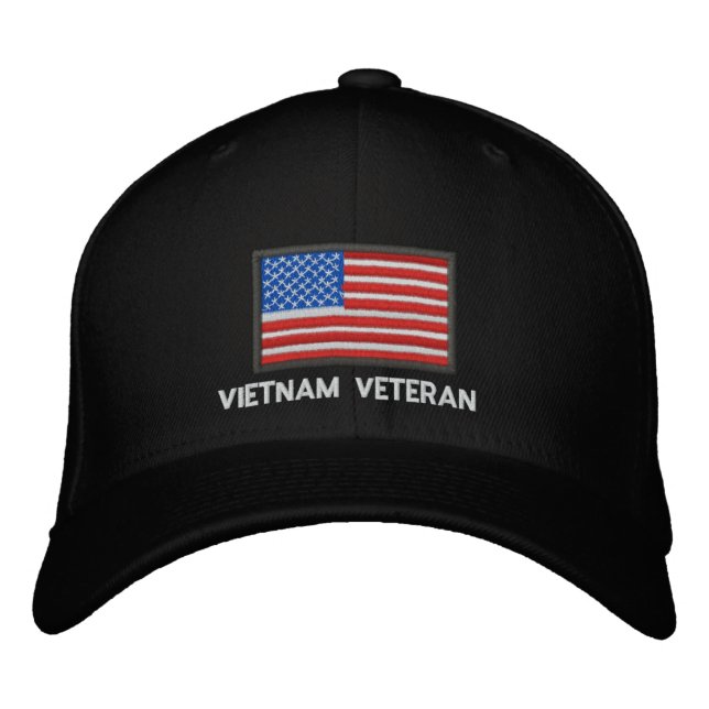 US Flag - America - Vietnam Veteran Embroidered Baseball Hat (Front)