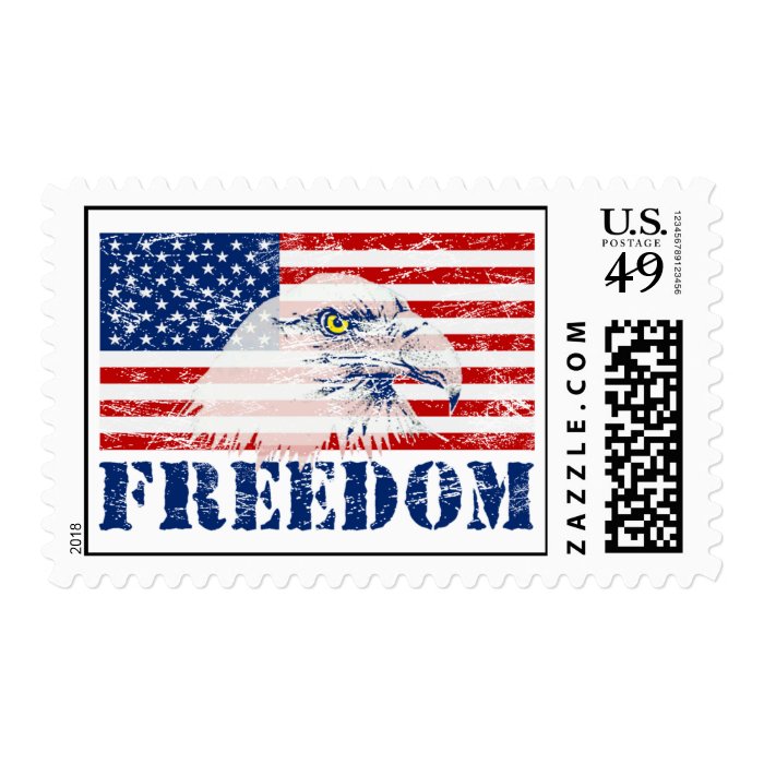 US Flag & American Bald Eagle FREEDOM Stamps