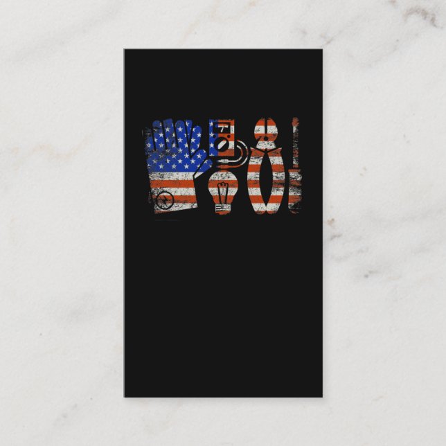 US Flag American Electrician Business Card (Front)