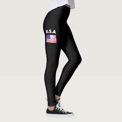 US Flag American Faded Glory Flag black leggings
