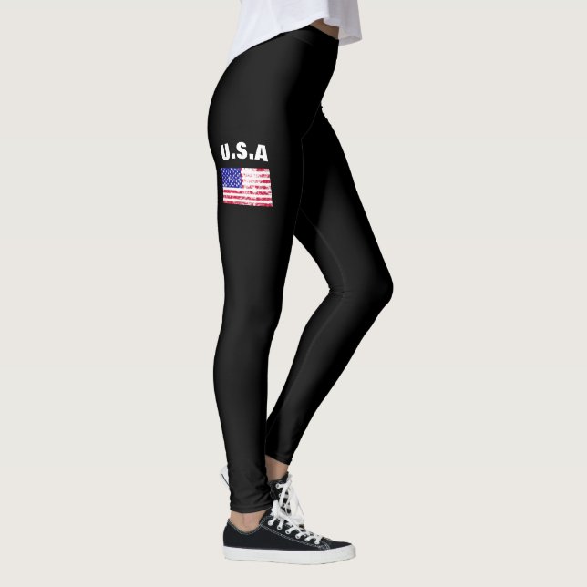 US Flag American Faded Glory Flag black leggings (Right)