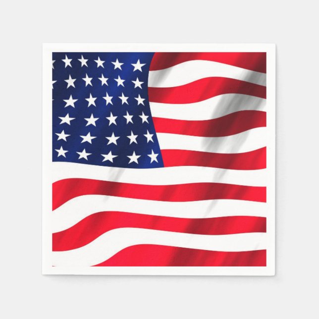 US Flag American Flag Fourth Of July Party Napkins (Front)