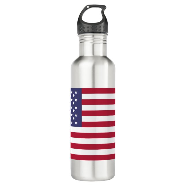 US Flag American Flag Red White Blue Stripes Stars Stainless Steel Water Bottle (Front)
