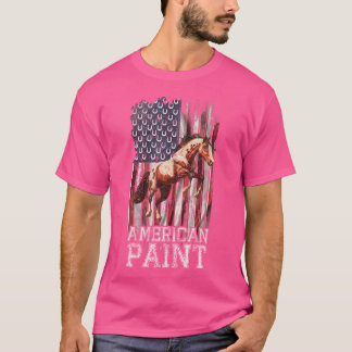 Us Flag American Paint Horse Lover Horseback Ridin T-Shirt