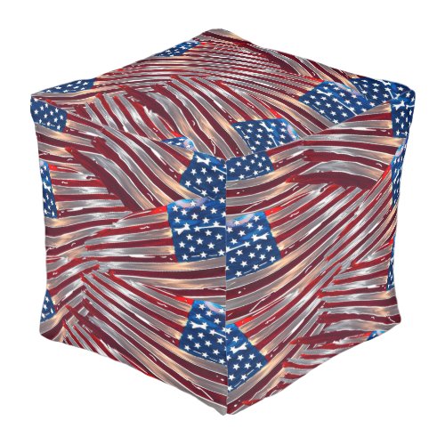 US Flag American Red Blue White Stripes Stripes Pouf