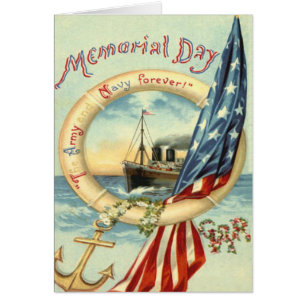 US Flag Anchor Flowers Life Preserver Cards