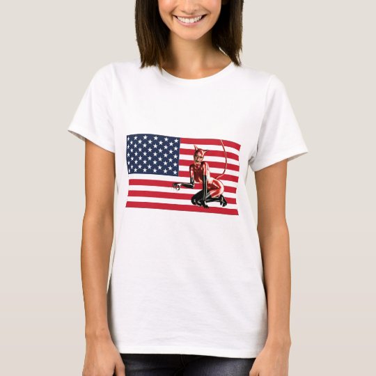 US Flag and a Cat Woman T-Shirt