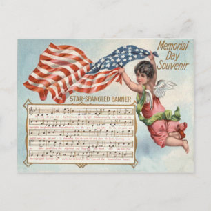 US Flag Angel Cherub Star-Spangled Banner Postcard