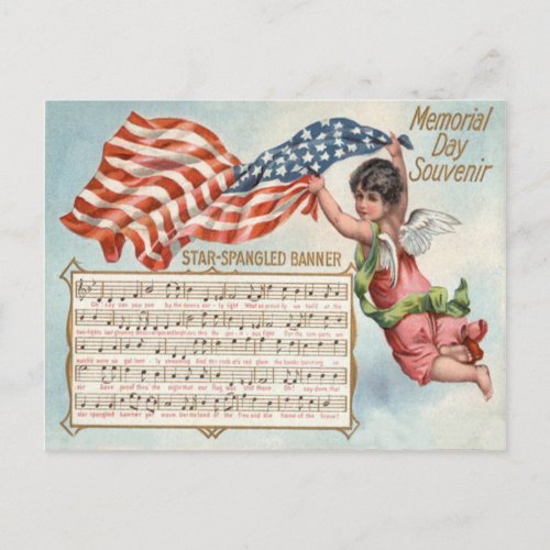 US Flag Angel Cherub Star_Spangled Banner Postcard