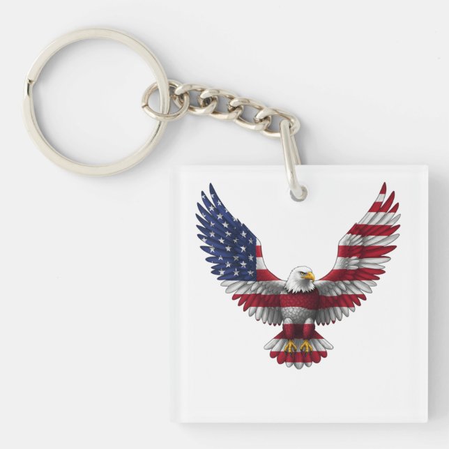 US Flag Bald Eagle 4th of July Keychain (Front)