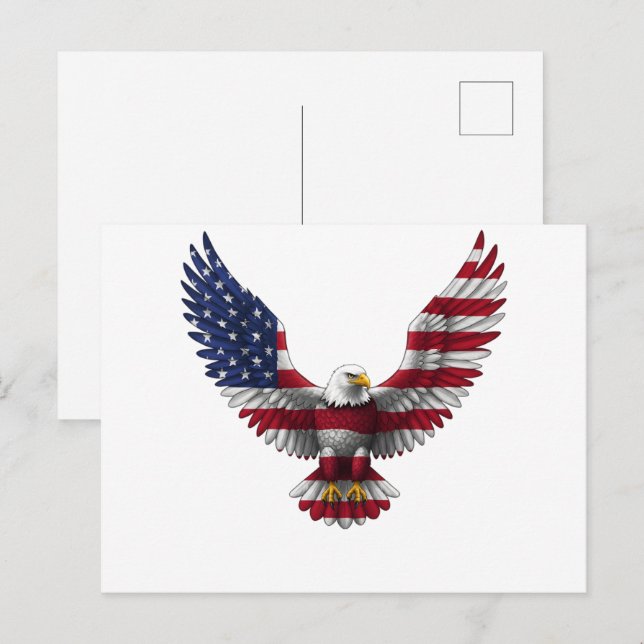 US Flag Bald Eagle 4th of July Postcard (Front/Back)