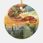 Us Flag Bald Eagle Cemetery Tombstone Wreath Ceramic Ornament at Zazzle