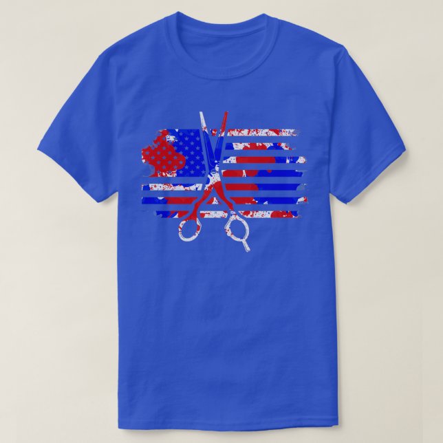 US Flag Barber Salon Hairdresser 3 T-Shirt (Design Front)