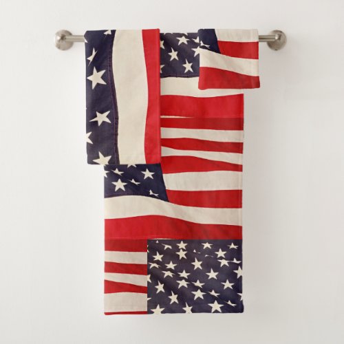 US Flag Bath Towel Set