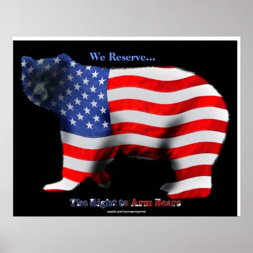 US FLAG  BEAR Funny Anti_Hunting Patriotic Poster