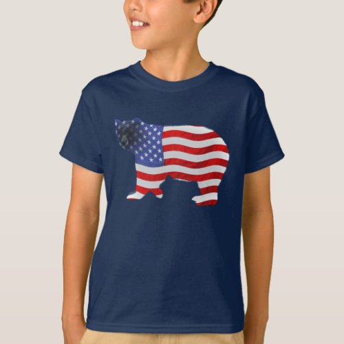 US FLAG  BEAR USA_style Kids Shirt