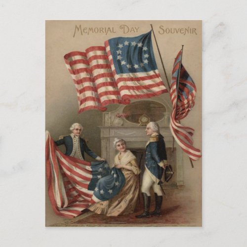 US Flag Betsy Ross George Washington Postcard