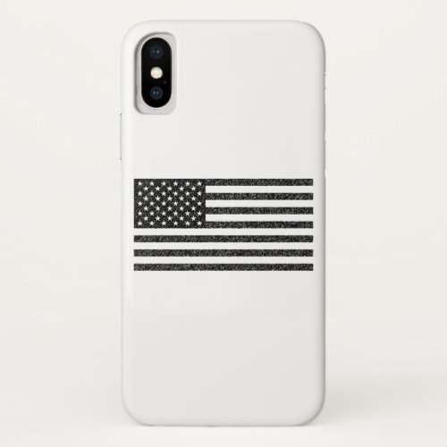 US Flag Black and White Vintage Retro iPhone XS Case