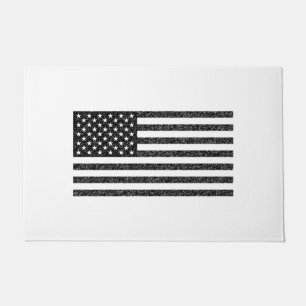 US Flag Black and White Vintage Retro Doormat