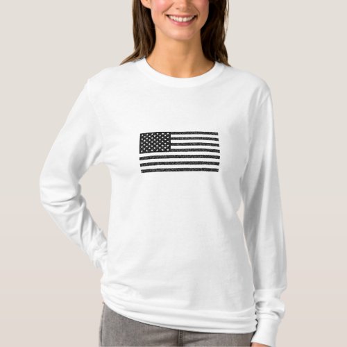 US Flag Black and White Vintage Retro T_Shirt