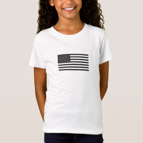 US Flag Black and White Vintage Retro T_Shirt