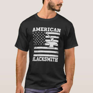 US Flag Blacksmithing Anvil & Hammer American Blac T-Shirt