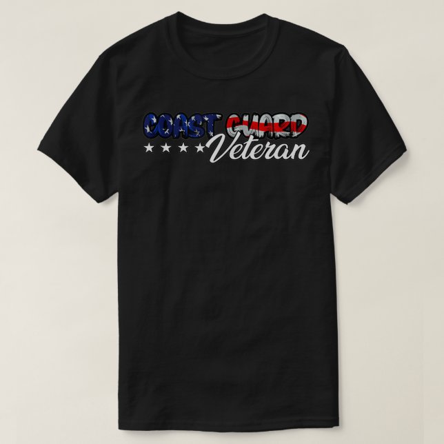 US Flag Bold USCG Coast Guard Veteran  T-Shirt (Design Front)