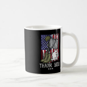 US Flag Boots Gun Helmet Tag Soldier Thank You Mem Coffee Mug