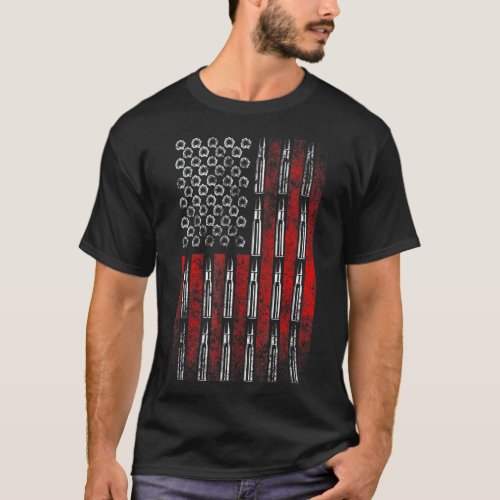 US Flag Bullets  Rifle American Flag Gun Rights T_Shirt