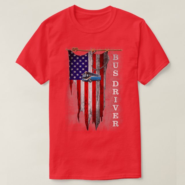 US Flag Bus Driver T-Shirt (Design Front)