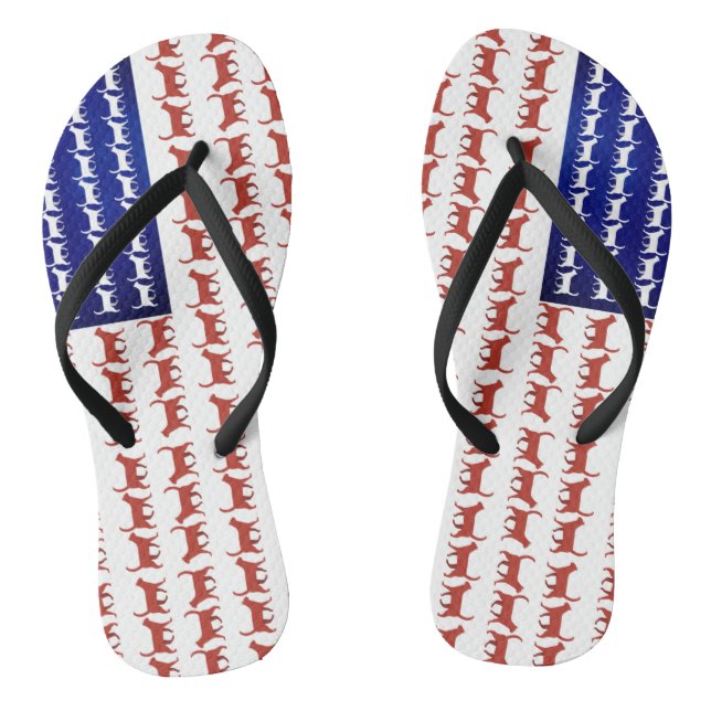 US flag cats patriotic decor Flip Flops (Footbed)