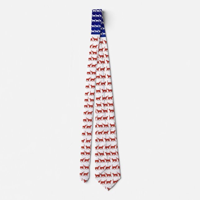 US flag cats red white and blue  Neck Tie (Back)