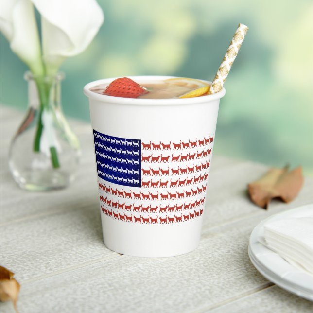 US flag cats red white and blue Paper Cups (Insitu)