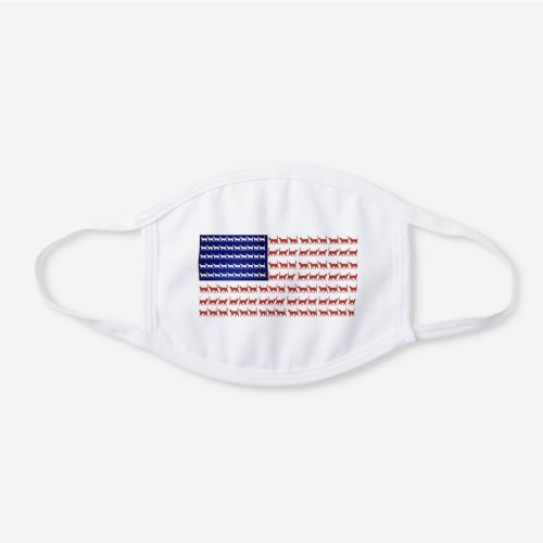 US flag cats red white and blue White Cotton Face Mask