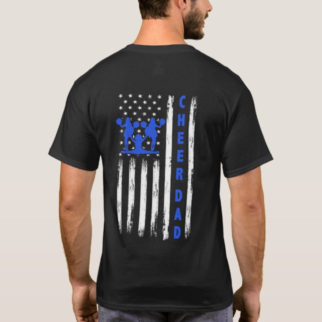 US Flag Cheer Dad Cheerleading Cheer leader T-Shirt (Back)