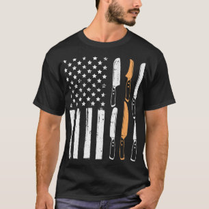 US Flag Chef Knife Kitchen Knives Chef Cooker Men T-Shirt