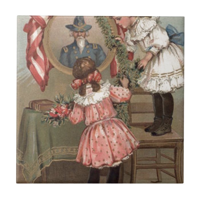 Us Flag Civil War Union Memorial Children Ceramic Tile 