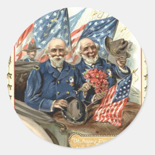 US Flag Civil War Union Veteran Parade Classic Round Sticker