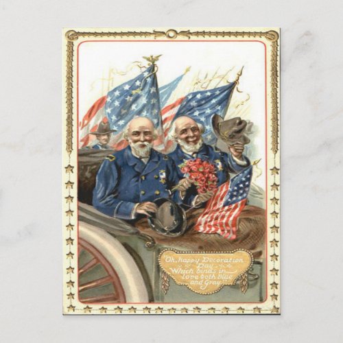 US Flag Civil War Union Veteran Parade Postcard